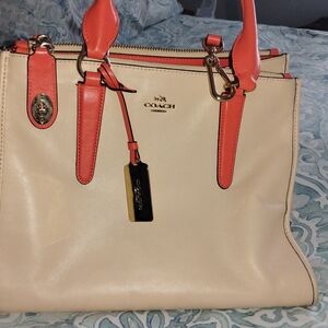 Coach Cream and Coral Shoulder Bag